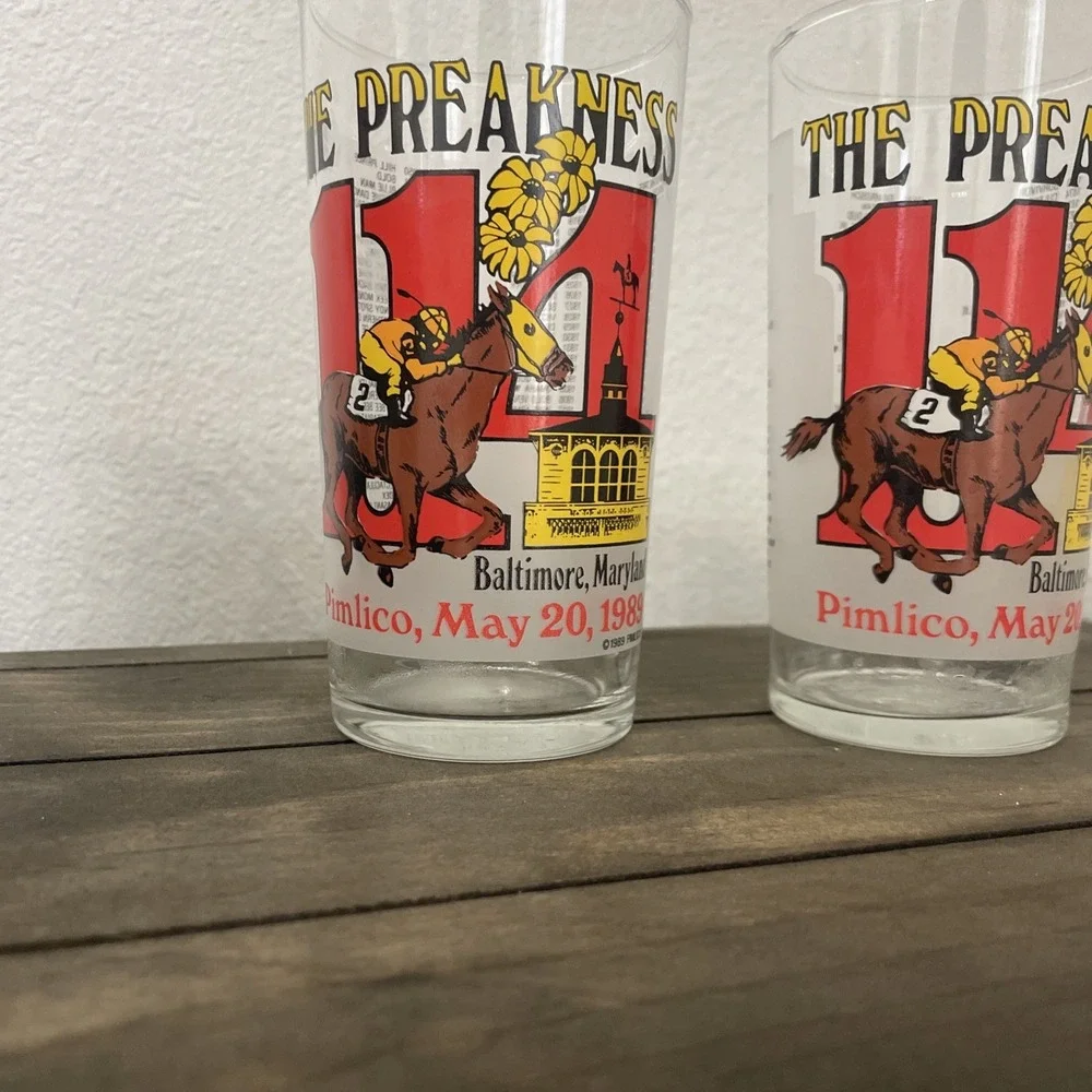 Preakness Stakes Collectible‎ Glass 1989 Pimlico Mint Julep Horse Racing Barware